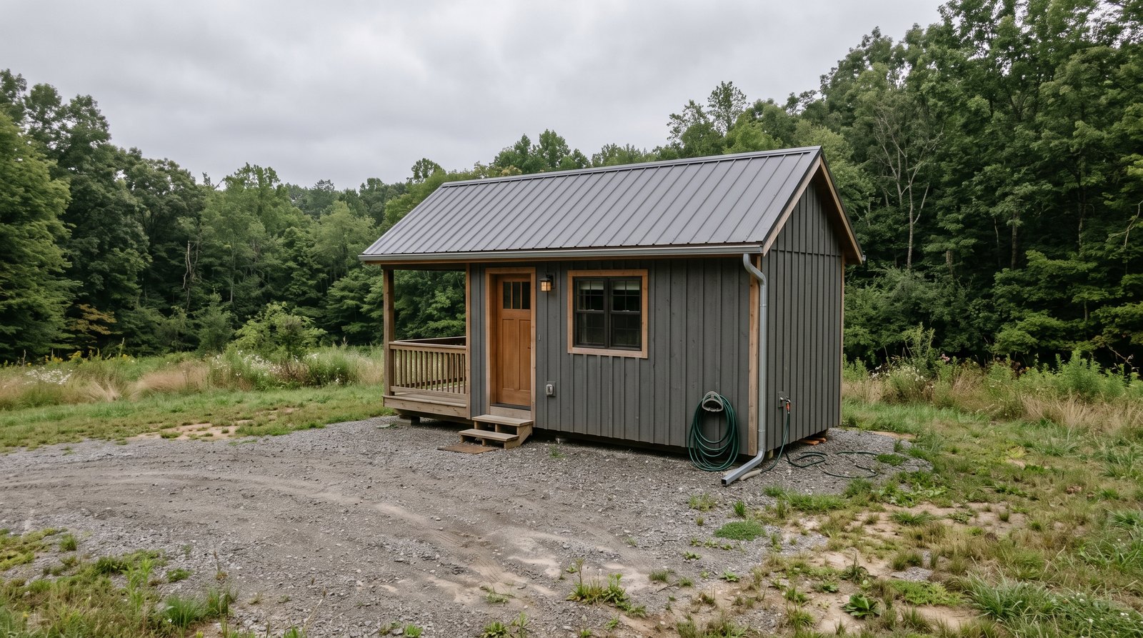 Tiny house at golden hour